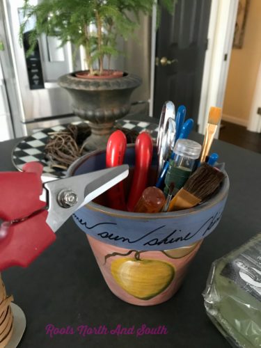 Garden tools in the potting room