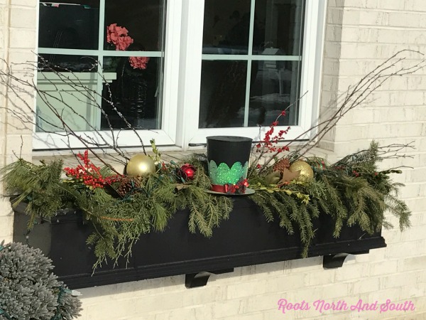 Window boxes decked for Christmas