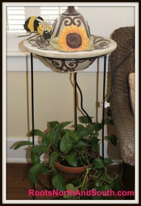 Sunflower fountain in sunroom