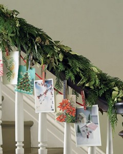 Decorating the banister for Christmas