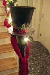 Decorating the banister for Christmas