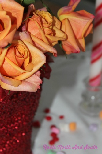 Grocery store roses for Valentine's Centerpiece