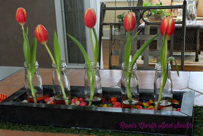 Tulips and Jelly Beans for a Centerpiece