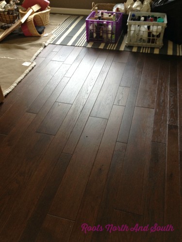 Rustic plank floors in the new house