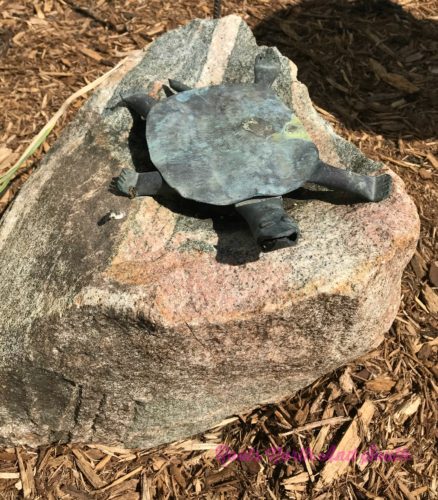 Iron turtles in the rock garden