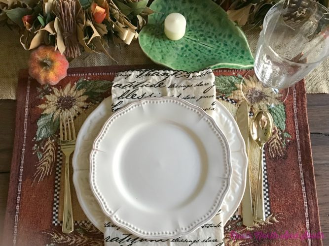 Neutral dinner ware in my fall tablescape